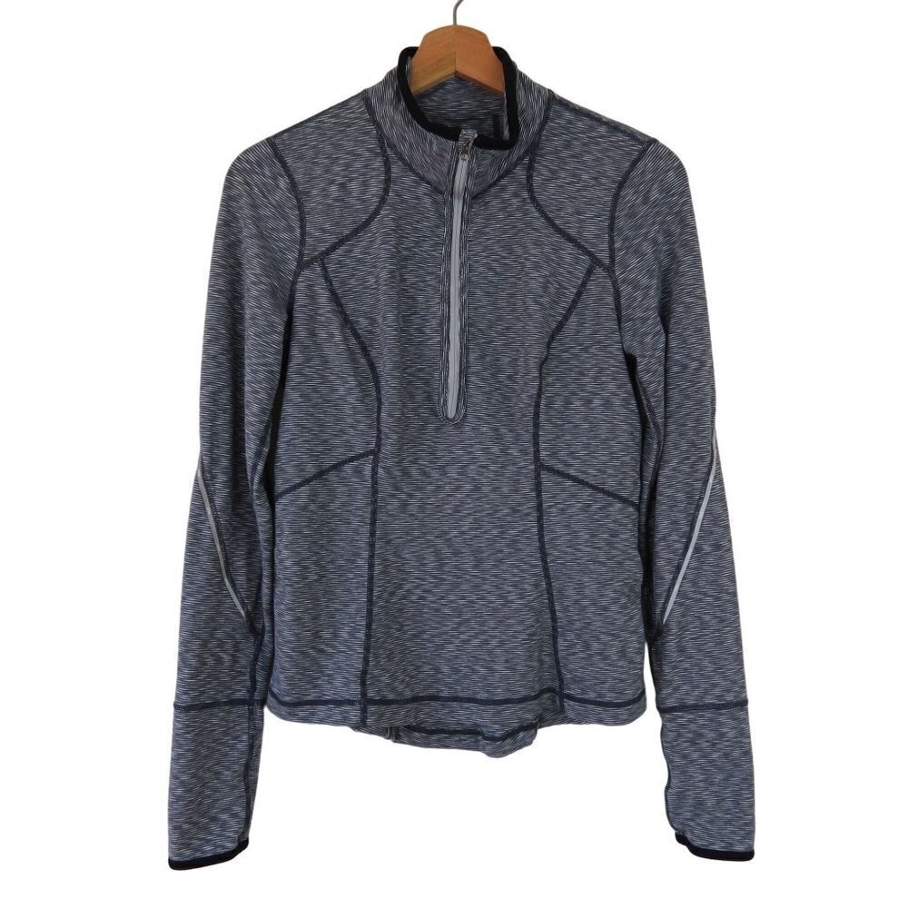 ZELLA Women's Gray-Blue Space Dyed 1/4 Zip Long Sleeve Running Top M